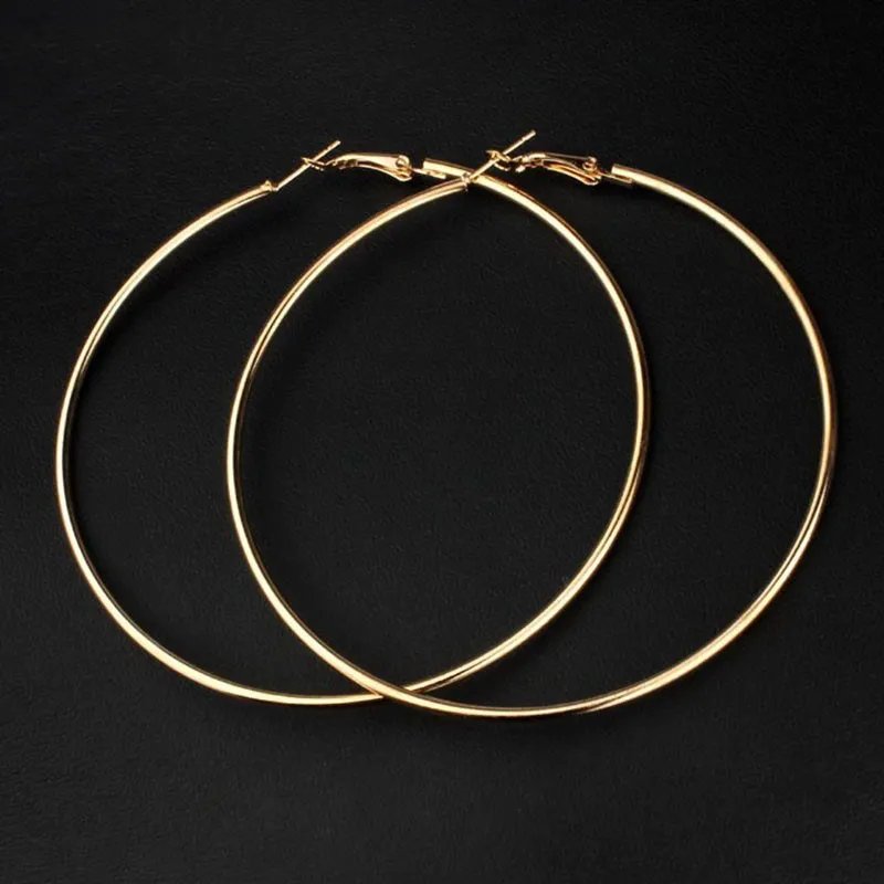 40-80mm Exaggerated Big Smooth Circle Hoop Earrings for Women Aros Simple Round Loop Ear Wedding Jewelry Brincos Cool Gift 40-80mm Exaggerated Big Smooth Circle Hoop Earrings for Women Aros Simple Round Loop Ear Wedding Jewelry Brincos Cool Gift
