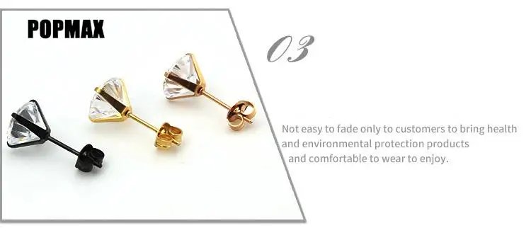 Stainless Steel Crystal Studs Earrings For Women Men 4 Prong Tragus Round Clear Cubic Zirconia Ear Jewelry