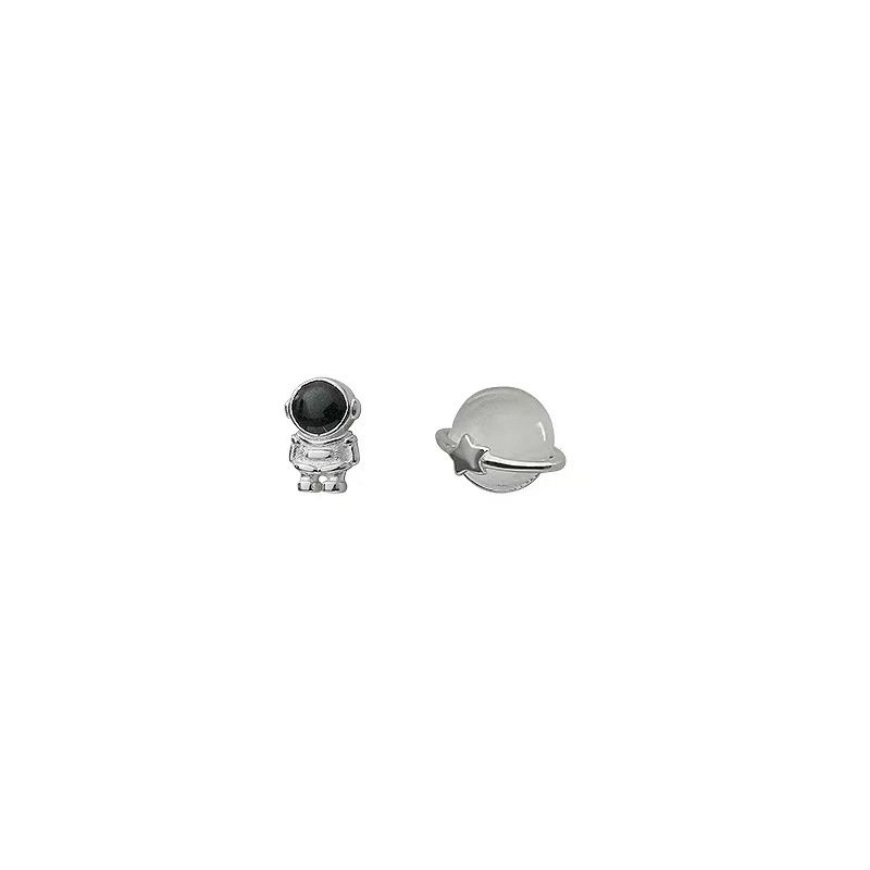 Silver-plate Asymmetric Cute Space Astronaut Planet Opal Stud Earrings for Women Silver Color Lovely Simple Ear Piercing Jewelry Silver-plate Asymmetric Cute Space Astronaut Planet Opal Stud Earrings for Women Silver Color Lovely Simple Ear Piercing Jewelry