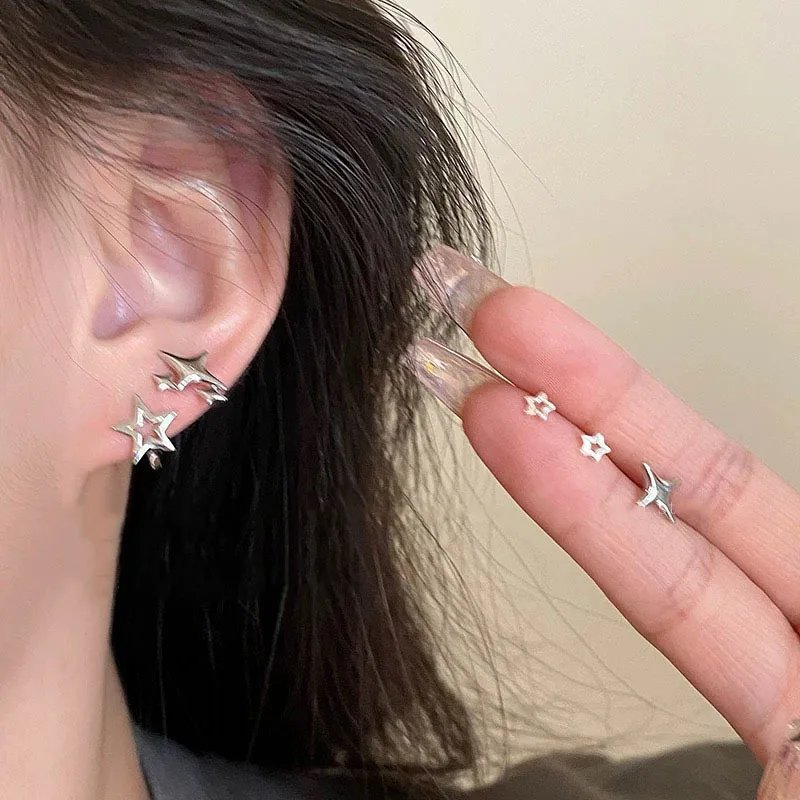 2023 Trend Silver Color Plated Hollow Star Hoop Earring For Women Fashion Vintage Accessories Aesthetic Jewelry Gift 2023 Trend Silver Color Plated Hollow Star Hoop Earring For Women Fashion Vintage Accessories Aesthetic Jewelry Gift