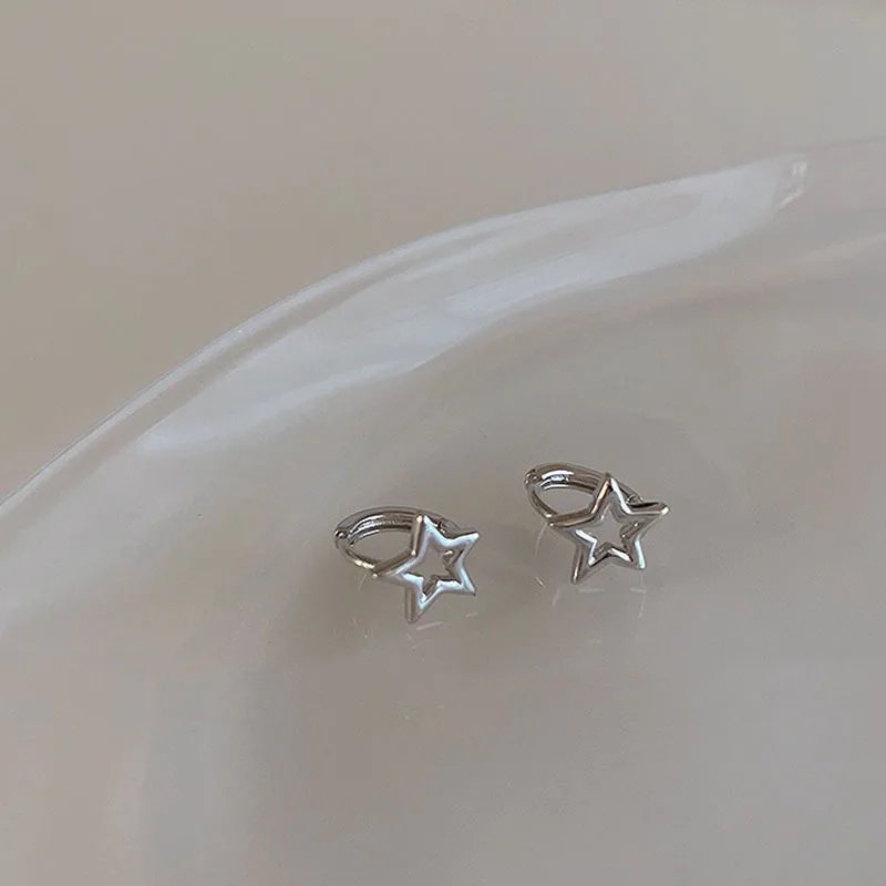 2023 Trend Silver Color Plated Hollow Star Hoop Earring For Women Fashion Vintage Accessories Aesthetic Jewelry Gift 2023 Trend Silver Color Plated Hollow Star Hoop Earring For Women Fashion Vintage Accessories Aesthetic Jewelry Gift