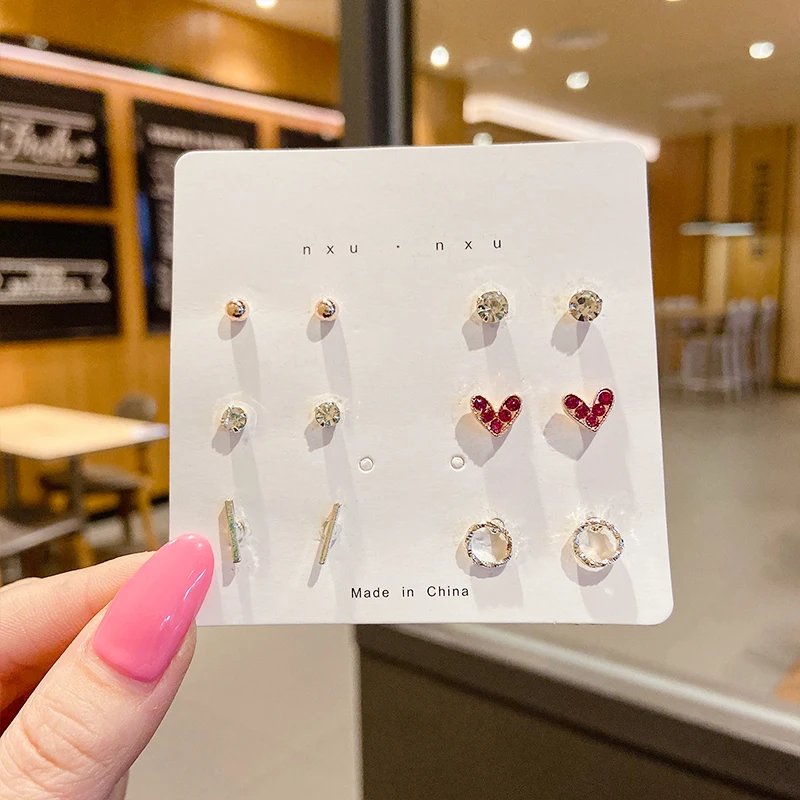 New S925 Silver Needle Stud Earrings Set for Women Girls Simple Cute Exquisite Mini Earrings Jewelry Gift Wholesale Direct Sales