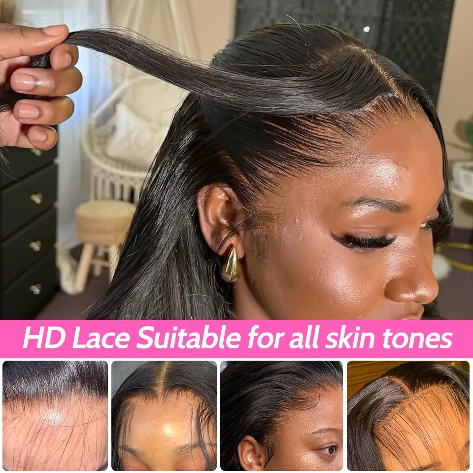 ISEE Hair Glueless Wigs Human Hair Ready To Wear Straight Glueless Preplucked Wear And Go Wigs HD Lace Front Wigs PreCut Lace