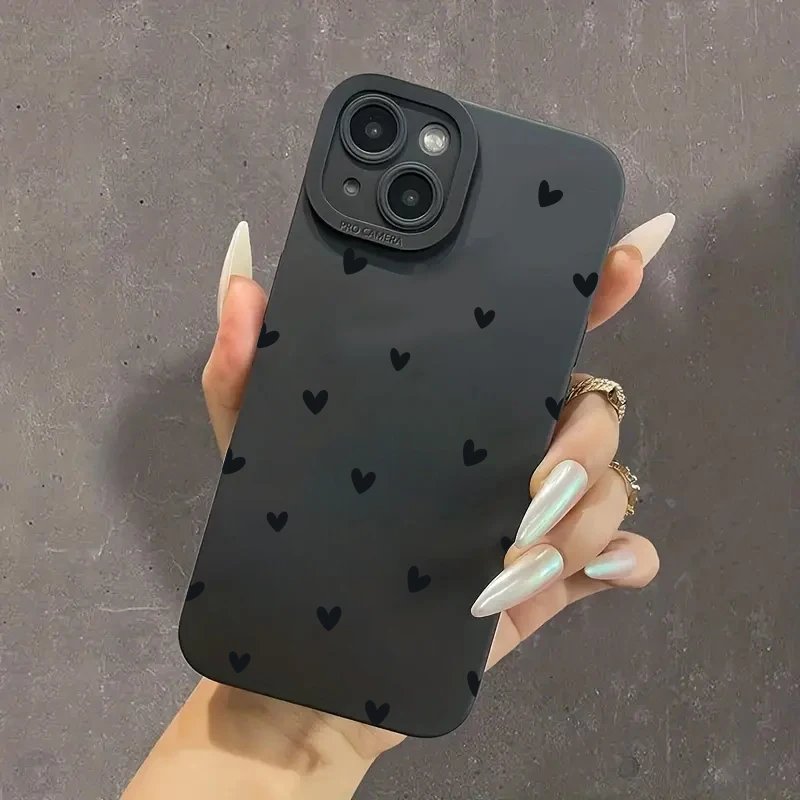 Black Love Heart Phone Case For iPhone 16 14 15 13 12 11 Pro Max X XR XS 7 8 15 16 Plus SE 2020 Shockproof Silicone Soft Cover Black Love Heart Phone Case For iPhone 16 14 15 13 12 11 Pro Max X XR XS 7 8 15 16 Plus SE 2020 Shockproof Silicone Soft Cover