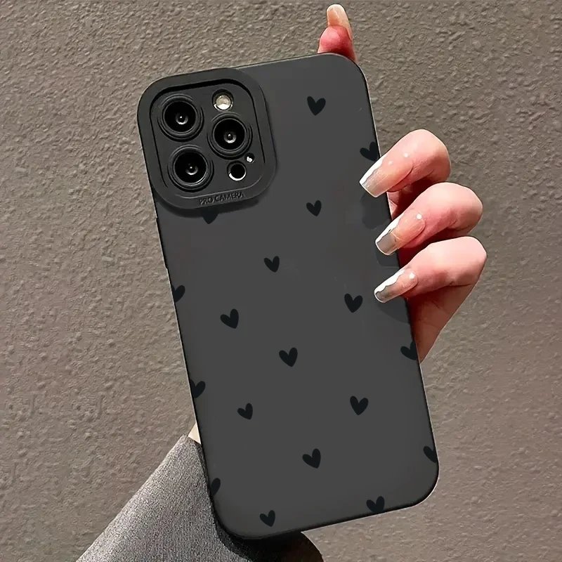 Black Love Heart Phone Case For iPhone 16 14 15 13 12 11 Pro Max X XR XS 7 8 15 16 Plus SE 2020 Shockproof Silicone Soft Cover Black Love Heart Phone Case For iPhone 16 14 15 13 12 11 Pro Max X XR XS 7 8 15 16 Plus SE 2020 Shockproof Silicone Soft Cover