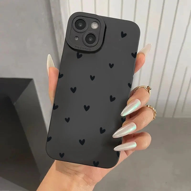 Black Love Heart Phone Case For iPhone 16 14 15 13 12 11 Pro Max X XR XS 7 8 15 16 Plus SE 2020 Shockproof Silicone Soft Cover Black Love Heart Phone Case For iPhone 16 14 15 13 12 11 Pro Max X XR XS 7 8 15 16 Plus SE 2020 Shockproof Silicone Soft Cover