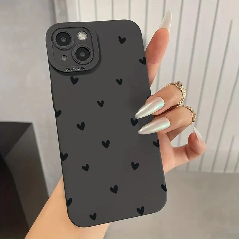 Black Love Heart Phone Case For iPhone 16 14 15 13 12 11 Pro Max X XR XS 7 8 15 16 Plus SE 2020 Shockproof Silicone Soft Cover Black Love Heart Phone Case For iPhone 16 14 15 13 12 11 Pro Max X XR XS 7 8 15 16 Plus SE 2020 Shockproof Silicone Soft Cover