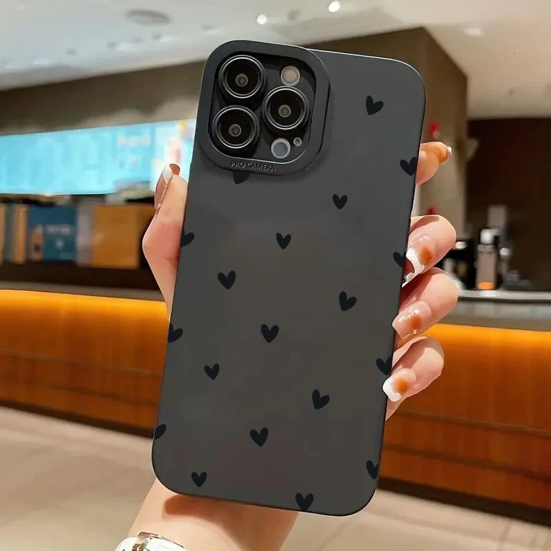 Black Love Heart Phone Case For iPhone 16 14 15 13 12 11 Pro Max X XR XS 7 8 15 16 Plus SE 2020 Shockproof Silicone Soft Cover Black Love Heart Phone Case For iPhone 16 14 15 13 12 11 Pro Max X XR XS 7 8 15 16 Plus SE 2020 Shockproof Silicone Soft Cover