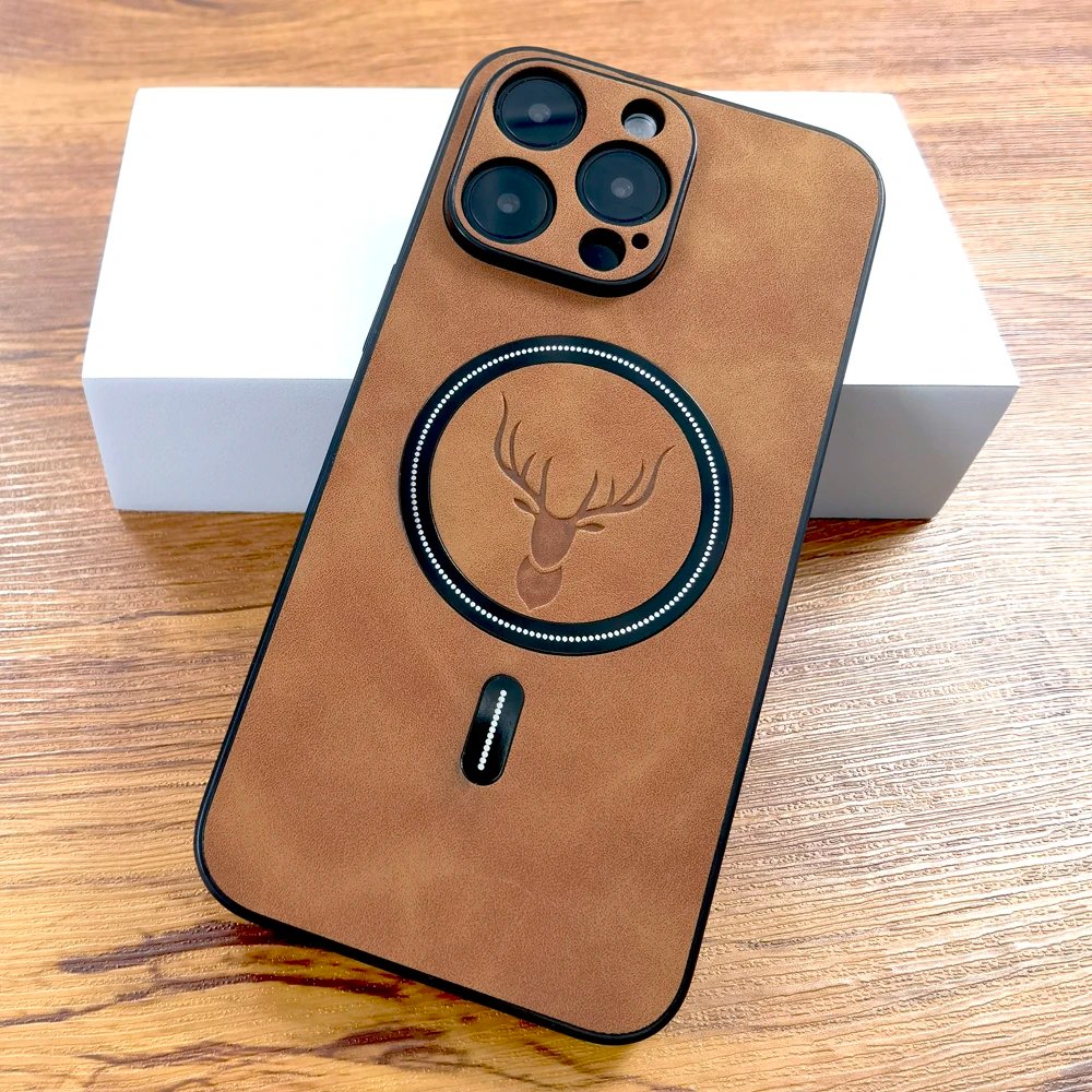 Luxury PU Leather Deer Case For iPhone 16 15 14 13 12 11 Pro Max Plus 15Pro 14Pro 13Pro ProMax For Magsafe Wireless Charge Cover Luxury PU Leather Deer Case For iPhone 16 15 14 13 12 11 Pro Max Plus 15Pro 14Pro 13Pro ProMax For Magsafe Wireless Charge Cover