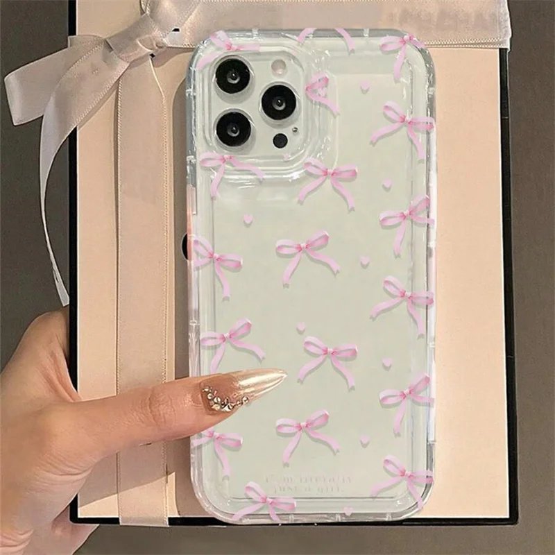 Cute Pink Heart Bow Case for IPhone 16 15 14 13 12 11 Pro Max 13 12Mini XS XR 7 8Plus SE 2022 Shockproof Soft Clear Cases Coque Cute Pink Heart Bow Case for IPhone 16 15 14 13 12 11 Pro Max 13 12Mini XS XR 7 8Plus SE 2022 Shockproof Soft Clear Cases Coque