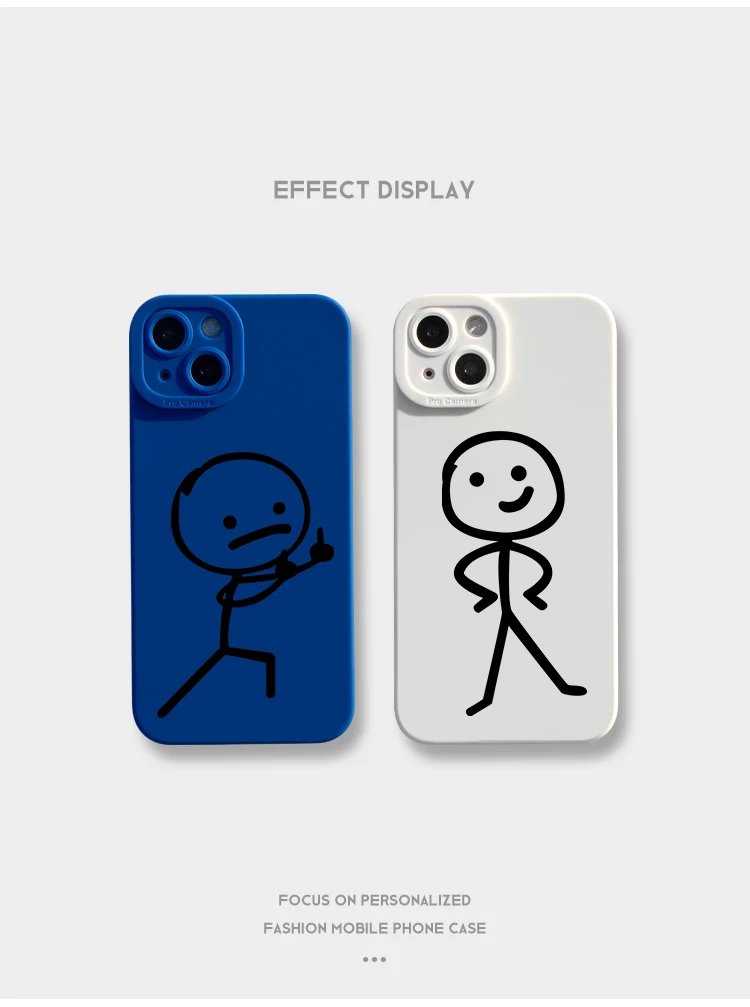 Cute Cartoon Matchman Matte Silicone Phone Case For iPhone 16 11 12 13 14 15 Pro Max XR XS X 7 8 Plus SE2 16E Soft Back Cover
