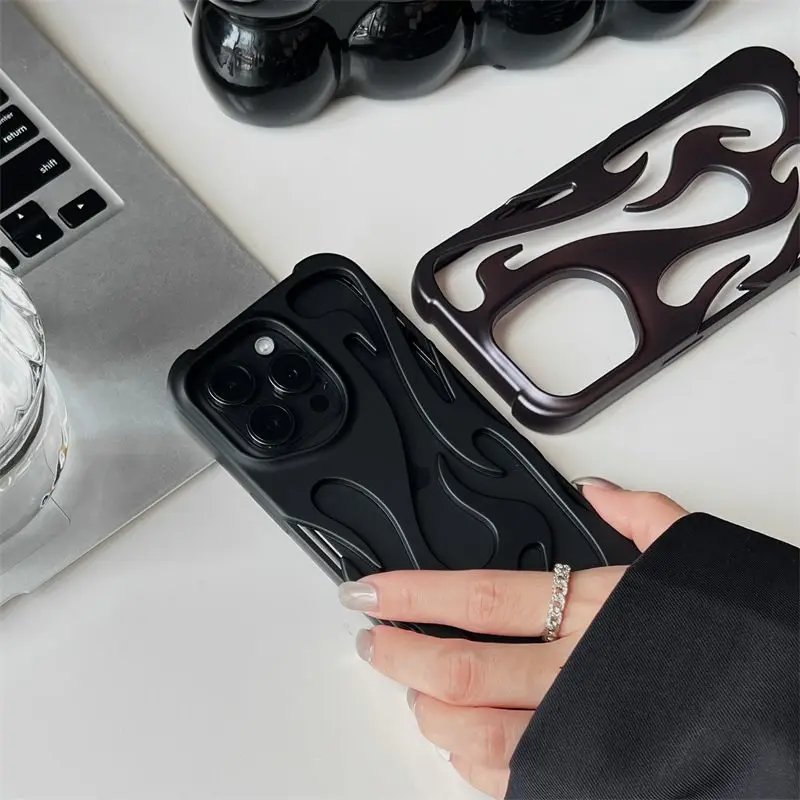 New 3D Flame pattern Hollow Slim Phone Case for iPhone 16 15 14 13 12 11 Pro Max 16E 15 14 16 Plus Shockproof Protective Cover New 3D Flame pattern Hollow Slim Phone Case for iPhone 16 15 14 13 12 11 Pro Max 16E 15 14 16 Plus Shockproof Protective Cover