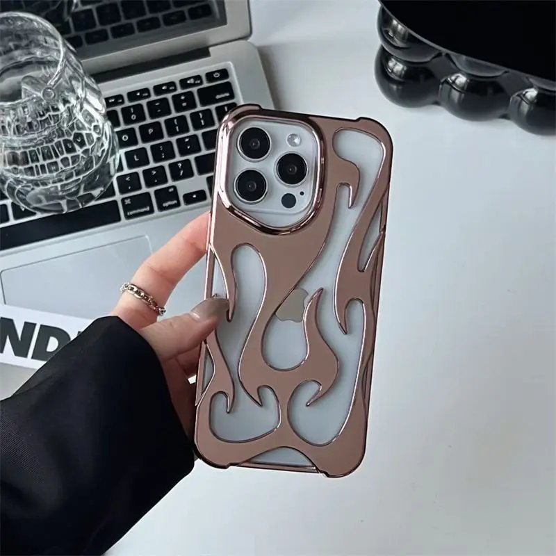 New 3D Flame pattern Hollow Slim Phone Case for iPhone 16 15 14 13 12 11 Pro Max 16E 15 14 16 Plus Shockproof Protective Cover New 3D Flame pattern Hollow Slim Phone Case for iPhone 16 15 14 13 12 11 Pro Max 16E 15 14 16 Plus Shockproof Protective Cover