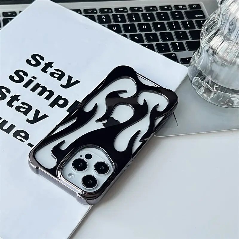 New 3D Flame pattern Hollow Slim Phone Case for iPhone 16 15 14 13 12 11 Pro Max 16E 15 14 16 Plus Shockproof Protective Cover New 3D Flame pattern Hollow Slim Phone Case for iPhone 16 15 14 13 12 11 Pro Max 16E 15 14 16 Plus Shockproof Protective Cover