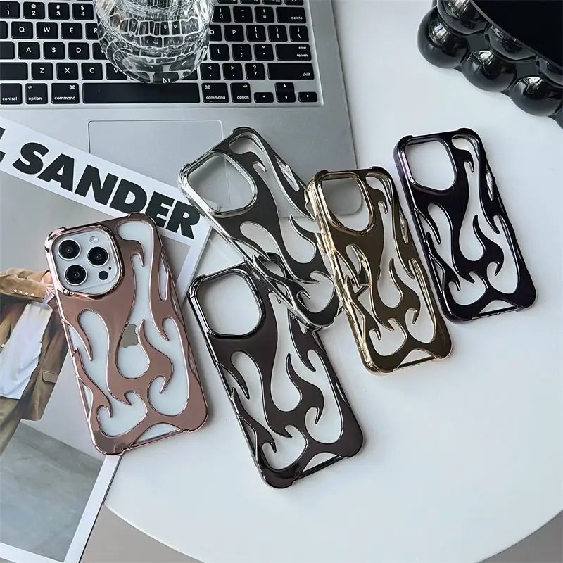 New 3D Flame pattern Hollow Slim Phone Case for iPhone 16 15 14 13 12 11 Pro Max 16E 15 14 16 Plus Shockproof Protective Cover New 3D Flame pattern Hollow Slim Phone Case for iPhone 16 15 14 13 12 11 Pro Max 16E 15 14 16 Plus Shockproof Protective Cover