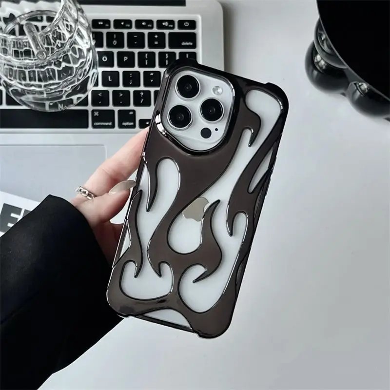 New 3D Flame pattern Hollow Slim Phone Case for iPhone 16 15 14 13 12 11 Pro Max 16E 15 14 16 Plus Shockproof Protective Cover New 3D Flame pattern Hollow Slim Phone Case for iPhone 16 15 14 13 12 11 Pro Max 16E 15 14 16 Plus Shockproof Protective Cover