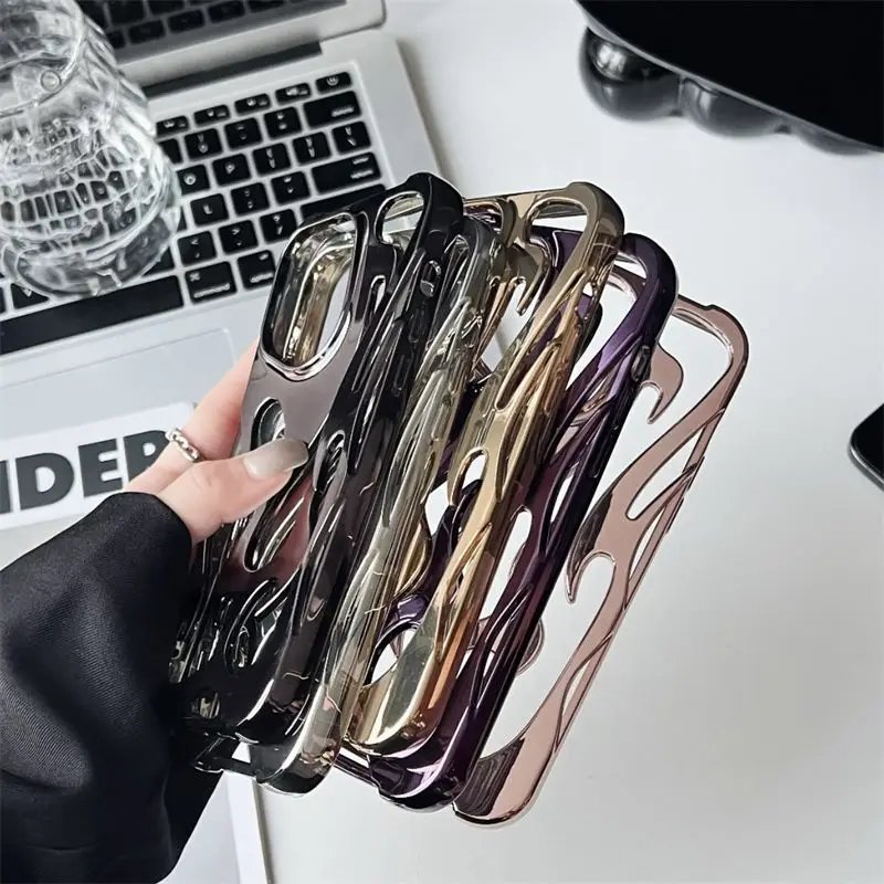 New 3D Flame pattern Hollow Slim Phone Case for iPhone 16 15 14 13 12 11 Pro Max 16E 15 14 16 Plus Shockproof Protective Cover New 3D Flame pattern Hollow Slim Phone Case for iPhone 16 15 14 13 12 11 Pro Max 16E 15 14 16 Plus Shockproof Protective Cover