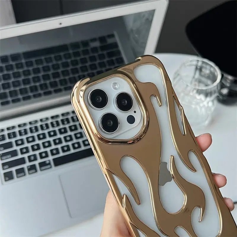 New 3D Flame pattern Hollow Slim Phone Case for iPhone 16 15 14 13 12 11 Pro Max 16E 15 14 16 Plus Shockproof Protective Cover New 3D Flame pattern Hollow Slim Phone Case for iPhone 16 15 14 13 12 11 Pro Max 16E 15 14 16 Plus Shockproof Protective Cover