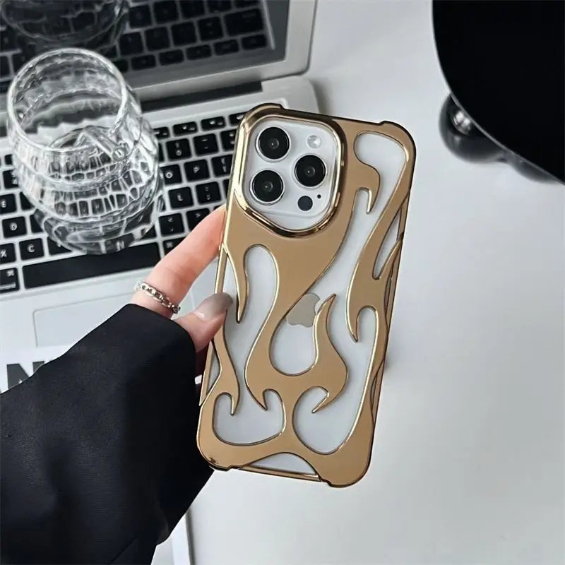 New 3D Flame pattern Hollow Slim Phone Case for iPhone 16 15 14 13 12 11 Pro Max 16E 15 14 16 Plus Shockproof Protective Cover New 3D Flame pattern Hollow Slim Phone Case for iPhone 16 15 14 13 12 11 Pro Max 16E 15 14 16 Plus Shockproof Protective Cover