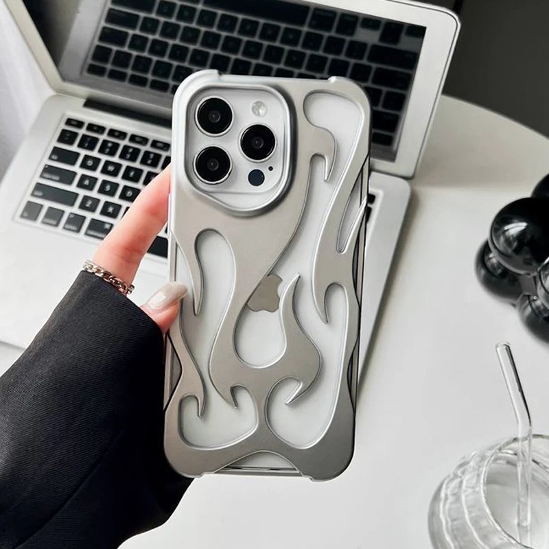 New 3D Flame pattern Hollow Slim Phone Case for iPhone 16 15 14 13 12 11 Pro Max 16E 15 14 16 Plus Shockproof Protective Cover New 3D Flame pattern Hollow Slim Phone Case for iPhone 16 15 14 13 12 11 Pro Max 16E 15 14 16 Plus Shockproof Protective Cover