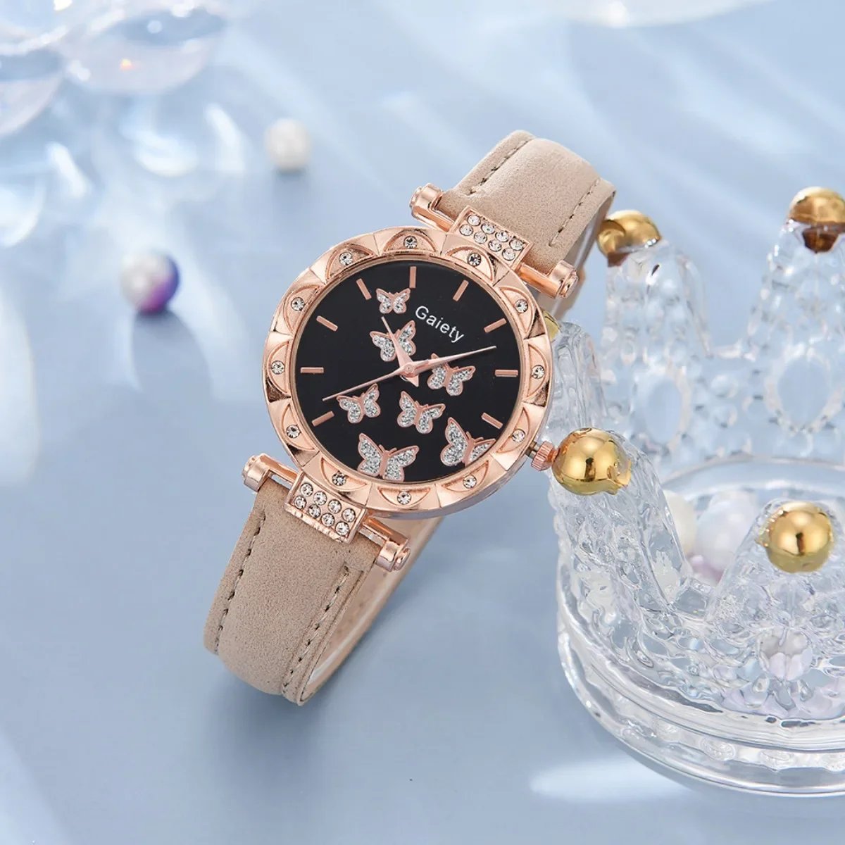 Women Watch Ring Necklace Earrings Bracelet Set Watches Butterfly Leather Strap Ladies Quartz WristWatch (No Box) Women Watch Ring Necklace Earrings Bracelet Set Watches Butterfly Leather Strap Ladies Quartz WristWatch (No Box)