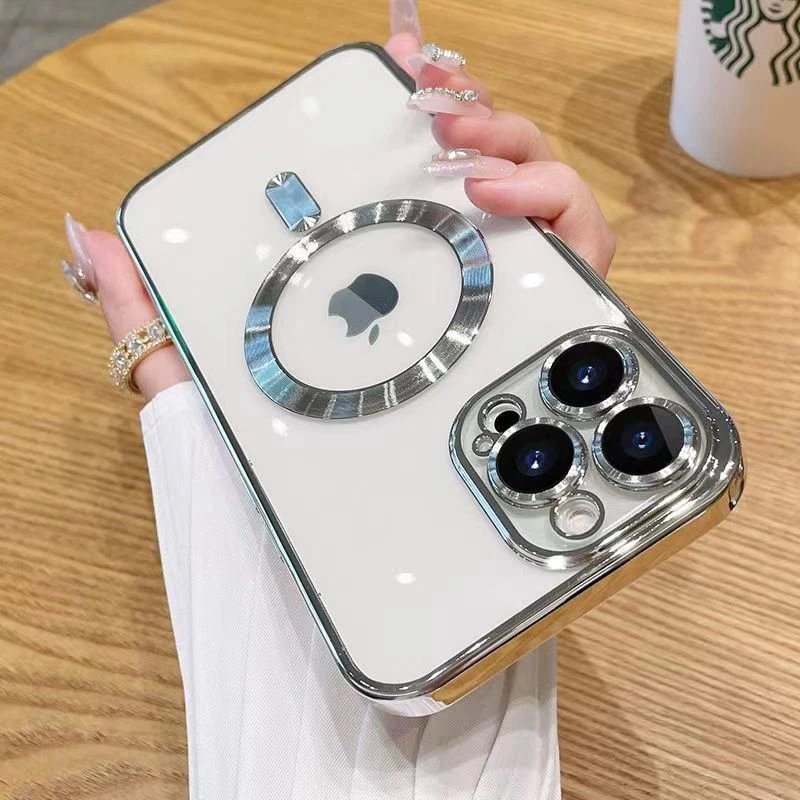 Luxury Wireless Charge Magsafe Phone Case For iPhone 15 14 13 12 11 16 Pro Max Plus Transparent Magnetic Bumper Cover