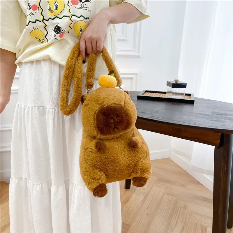 Cute Soft Plush Capybara Backpack Girl Fashionable Crossbody Bag for Women Kawaii Shoulder Bag for Children Gifts for Girlfriend