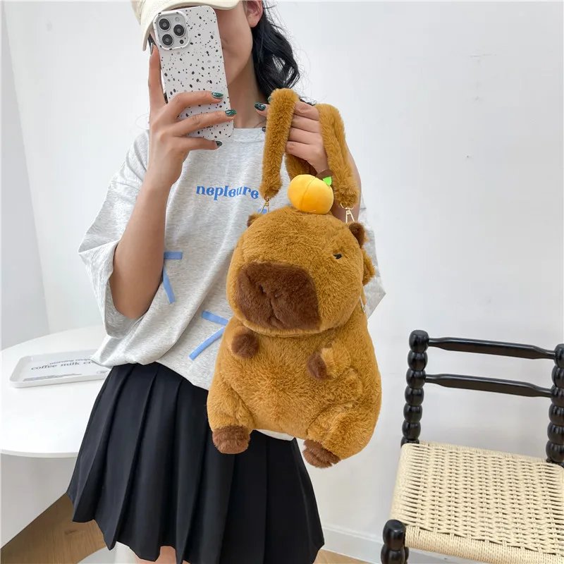 Cute Soft Plush Capybara Backpack Girl Fashionable Crossbody Bag for Women Kawaii Shoulder Bag for Children Gifts for Girlfriend