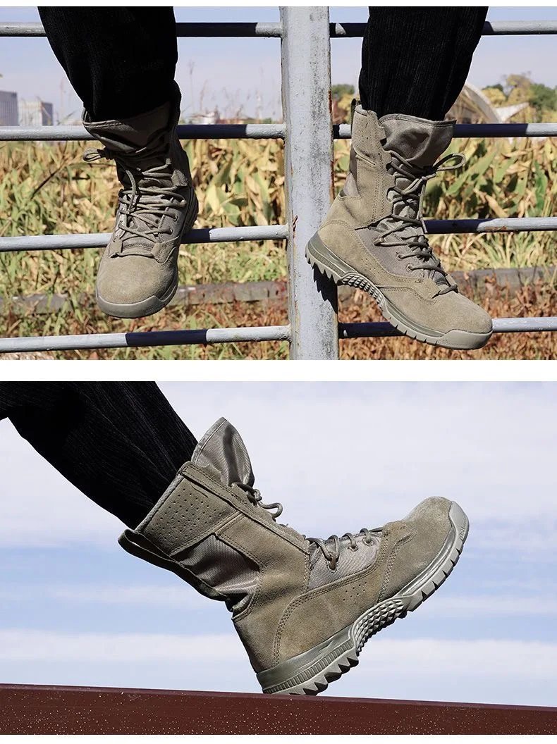 Men's Outdoor Combat Boots Mountaineering Training Shoes Lightweight Waterproof Tactical Boots Hiking Mesh Shoes