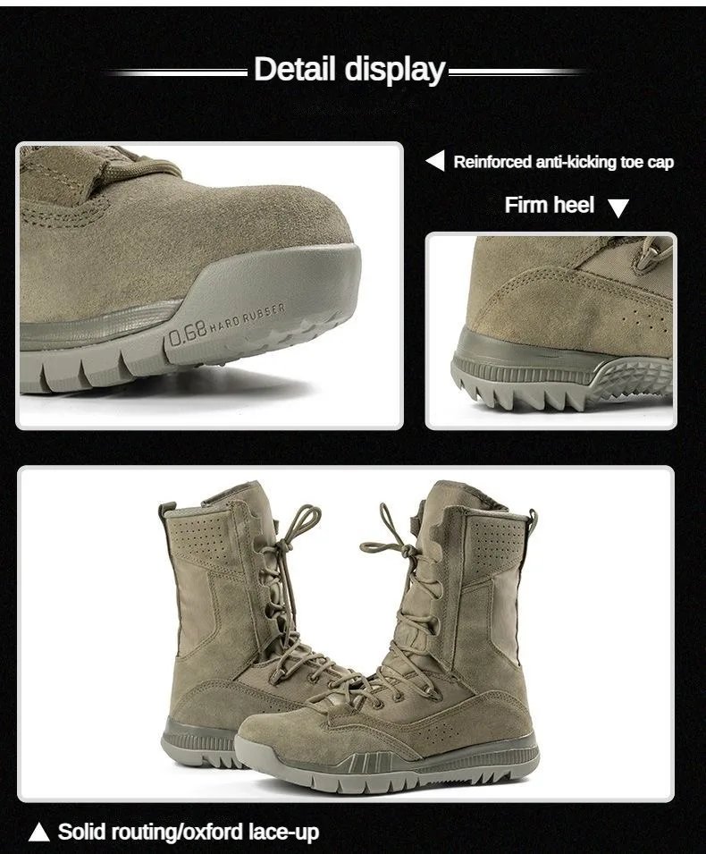 Men's Outdoor Combat Boots Mountaineering Training Shoes Lightweight Waterproof Tactical Boots Hiking Mesh Shoes