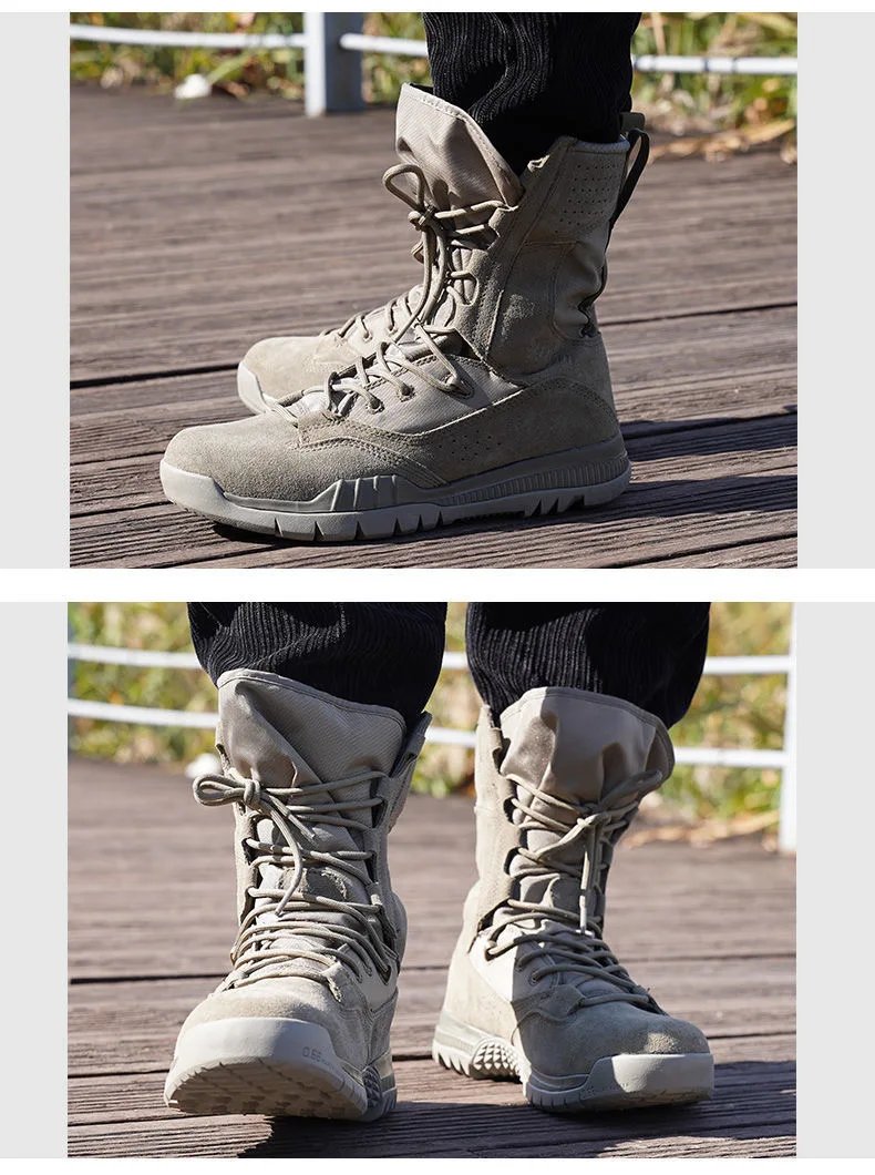 Men's Outdoor Combat Boots Mountaineering Training Shoes Lightweight Waterproof Tactical Boots Hiking Mesh Shoes