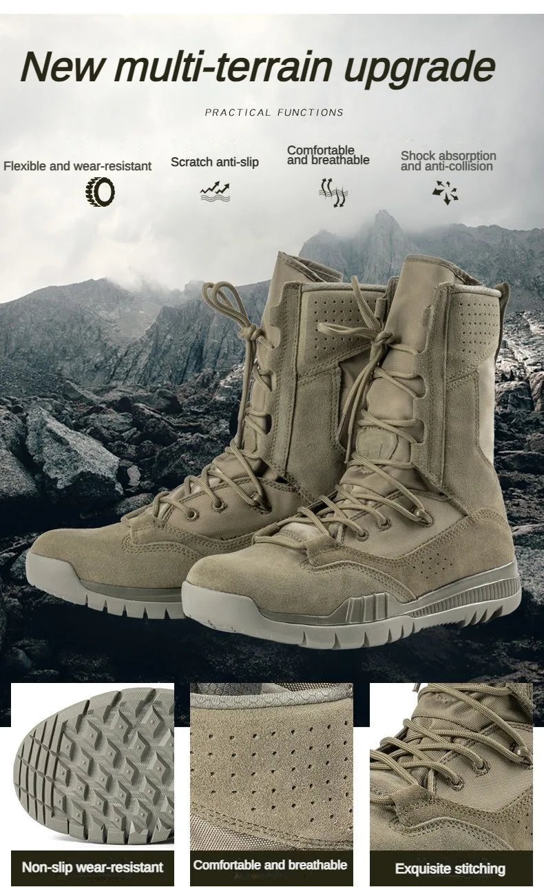 Men's Outdoor Combat Boots Mountaineering Training Shoes Lightweight Waterproof Tactical Boots Hiking Mesh Shoes