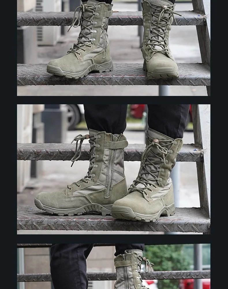 2025 New High Top Combat Boots Green Desert Brown Boot Lightweight Training Boots Hiking Boots Man Tactical Boots