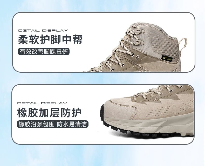 O.Z.TESHI Cow Leather Hiking boots Men waterproof hunting shoes Tactical Desert Combat Ankle Boots Male casual mountian Sneakers