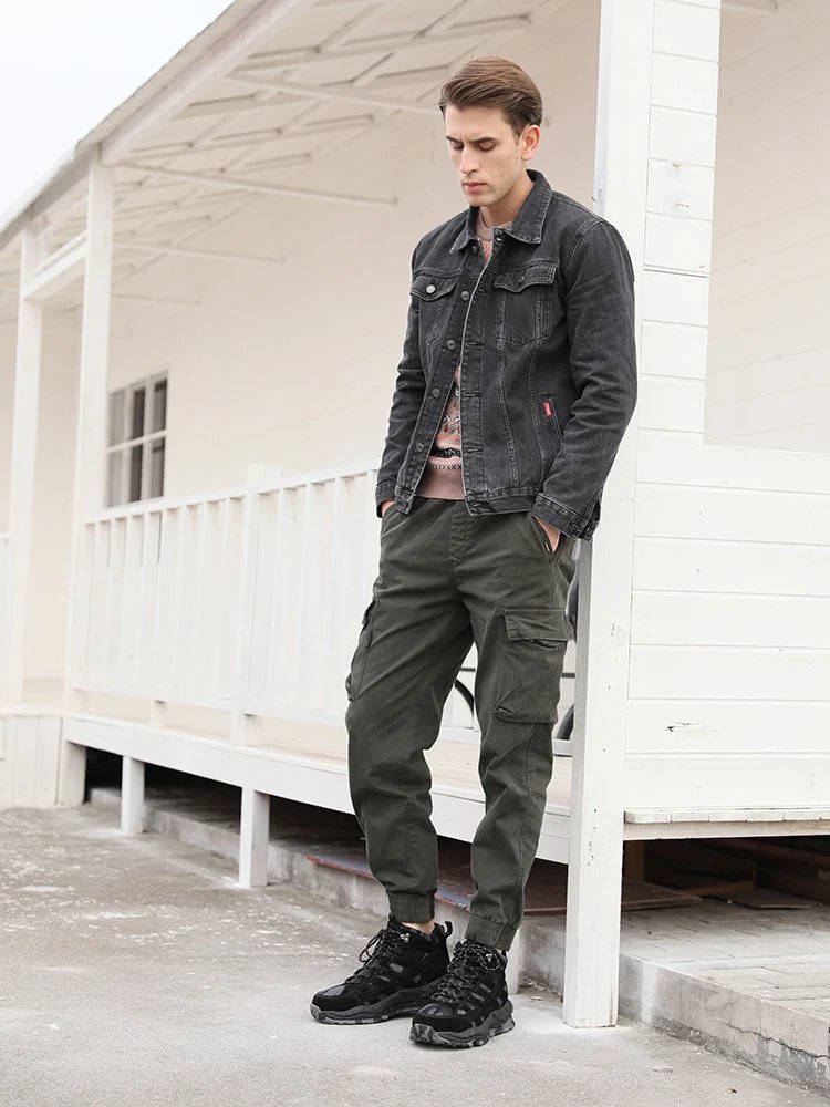 O.Z.TESHI Cow Leather Hiking boots Men waterproof hunting shoes Tactical Desert Combat Ankle Boots Male casual mountian Sneakers