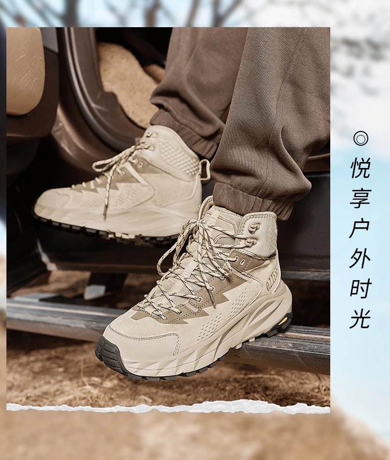 O.Z.TESHI Cow Leather Hiking boots Men waterproof hunting shoes Tactical Desert Combat Ankle Boots Male casual mountian Sneakers