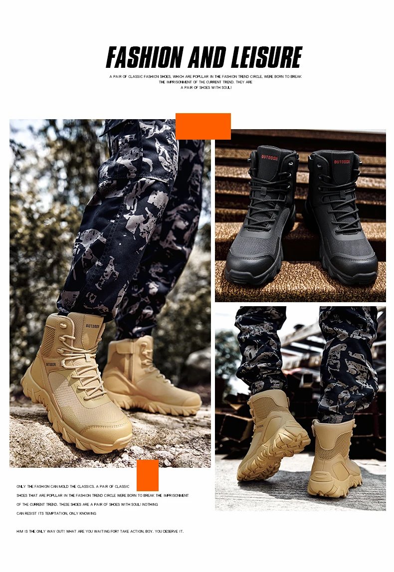 Men Tactical Boots Army Waterproof Work Climbing Hiking Shoes High Quality Outdoor Motorcycle Hunting Safety Unisex Desert Boot