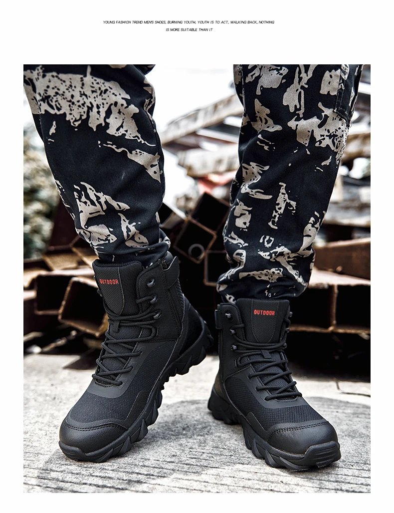 Men Tactical Boots Army Waterproof Work Climbing Hiking Shoes High Quality Outdoor Motorcycle Hunting Safety Unisex Desert Boot