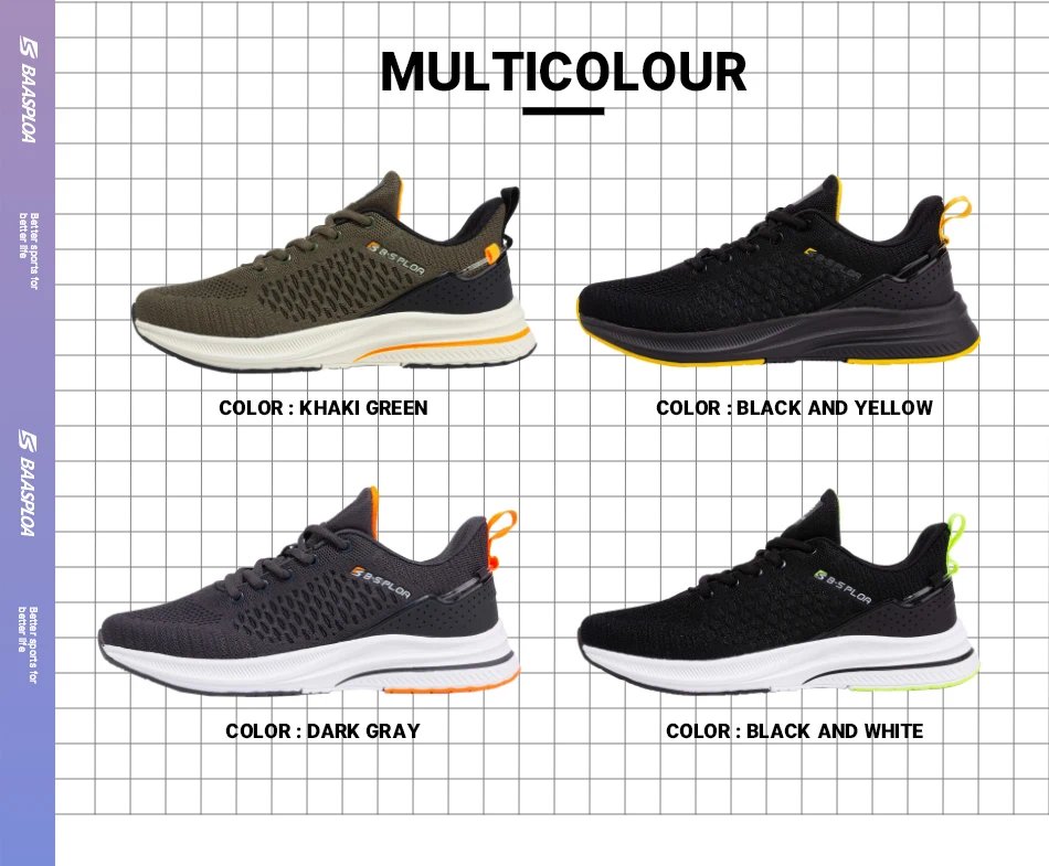 Baasploa Men Sport Shoes New Breathable Mesh Running Shoes Men Classic Casual Sneakers Male Non-slip Outdoor Comfort Walking