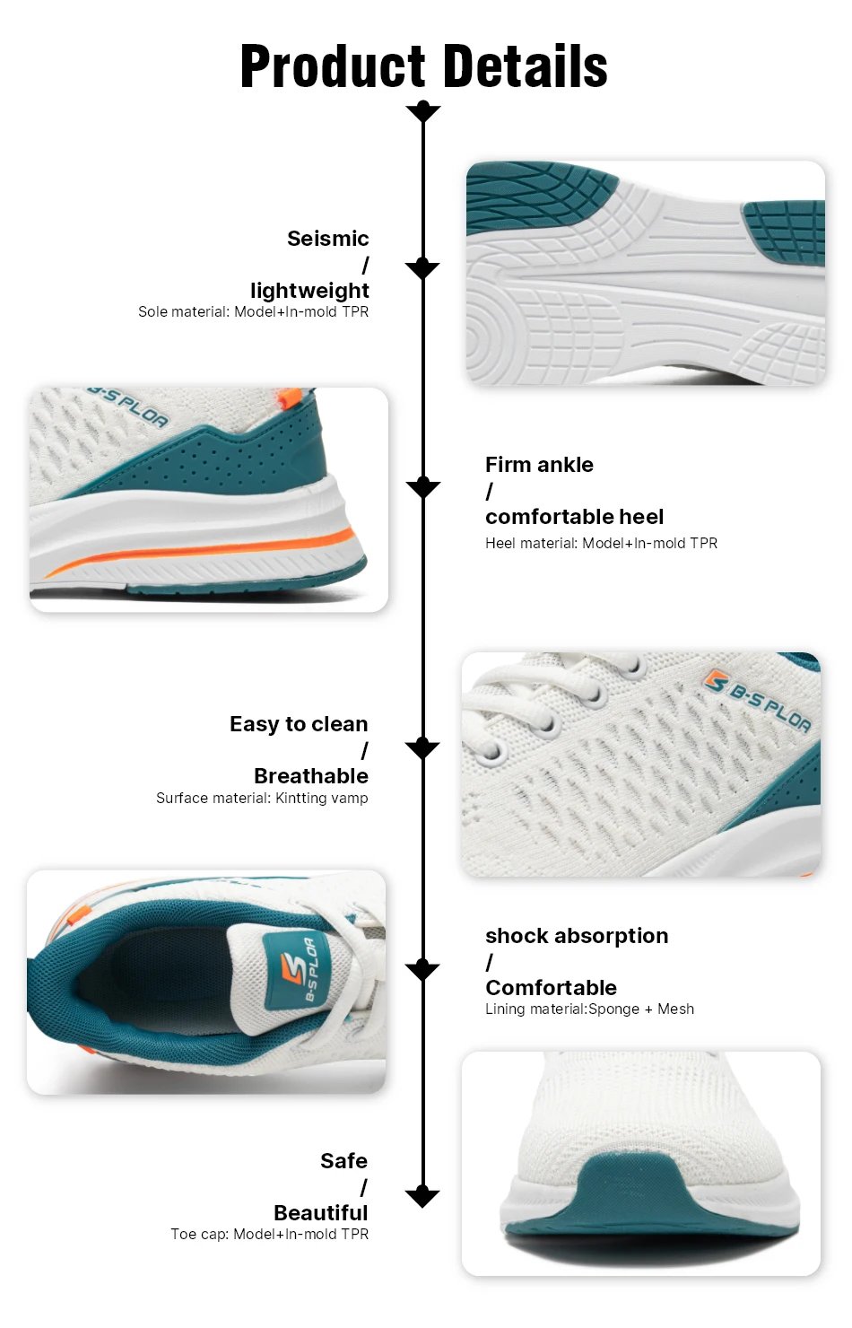 Baasploa Men Sport Shoes New Breathable Mesh Running Shoes Men Classic Casual Sneakers Male Non-slip Outdoor Comfort Walking