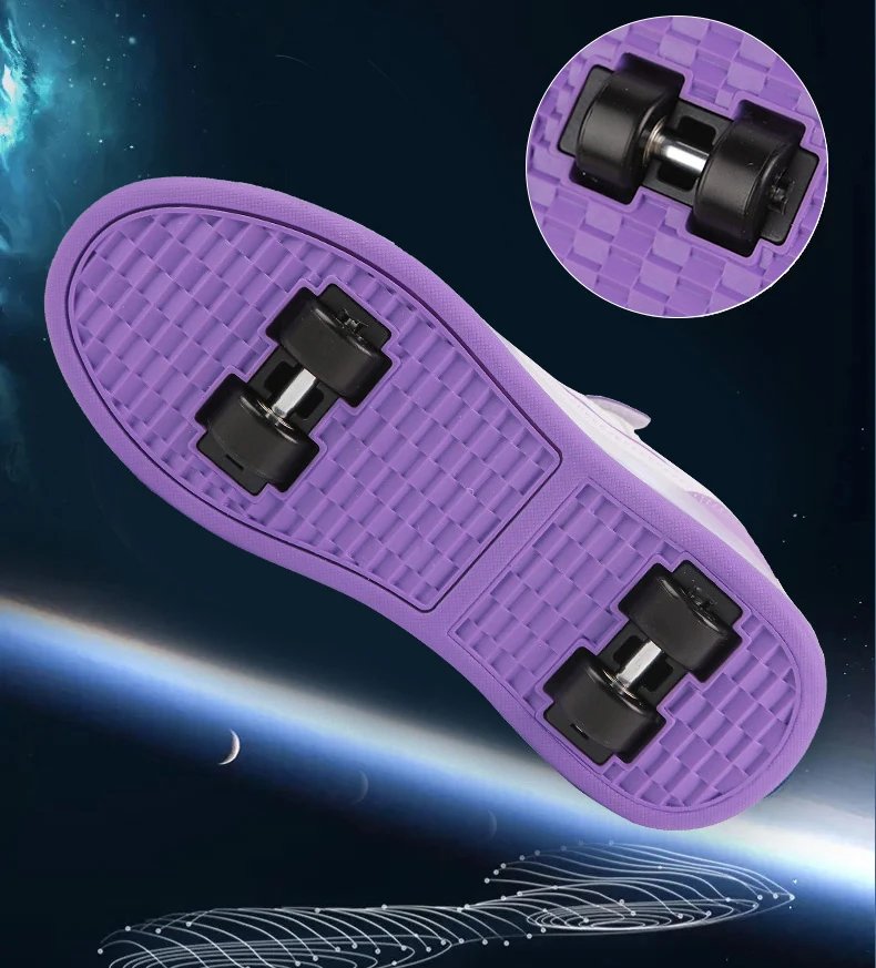 Roller Skate Shoes Kids Boys Girls Flashing Light 4 Wheel Roller Shoes Led Light Luminous Sneakers Outdoor Casual Shoes Children