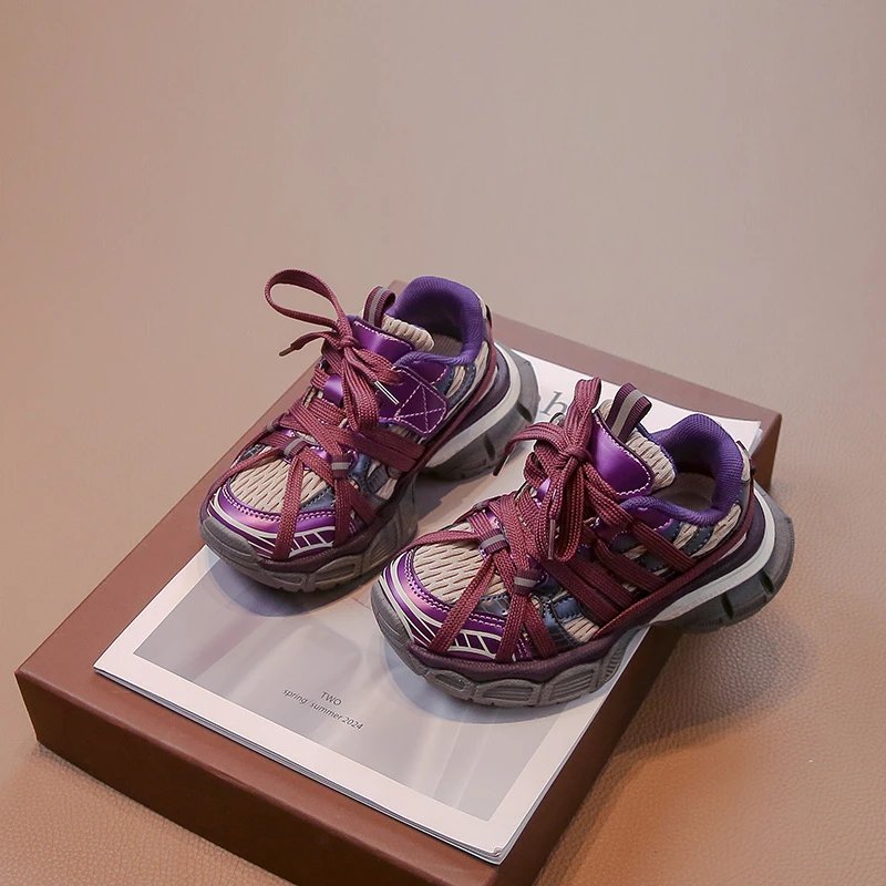 Children's Sneakers Chunky 2024 New Girls Basketball Shoes Fashion Versatile Kids Causal Boys Sports Shoes for School Breathable