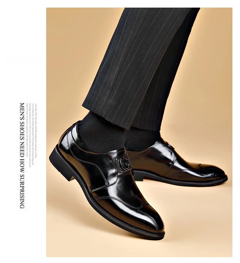 Luxury Mens Leather Shoes New Stylish Men's Shoes Pointed Oxford Wedding Leather Men Dress Shoes Gentleman Office Man Shoe