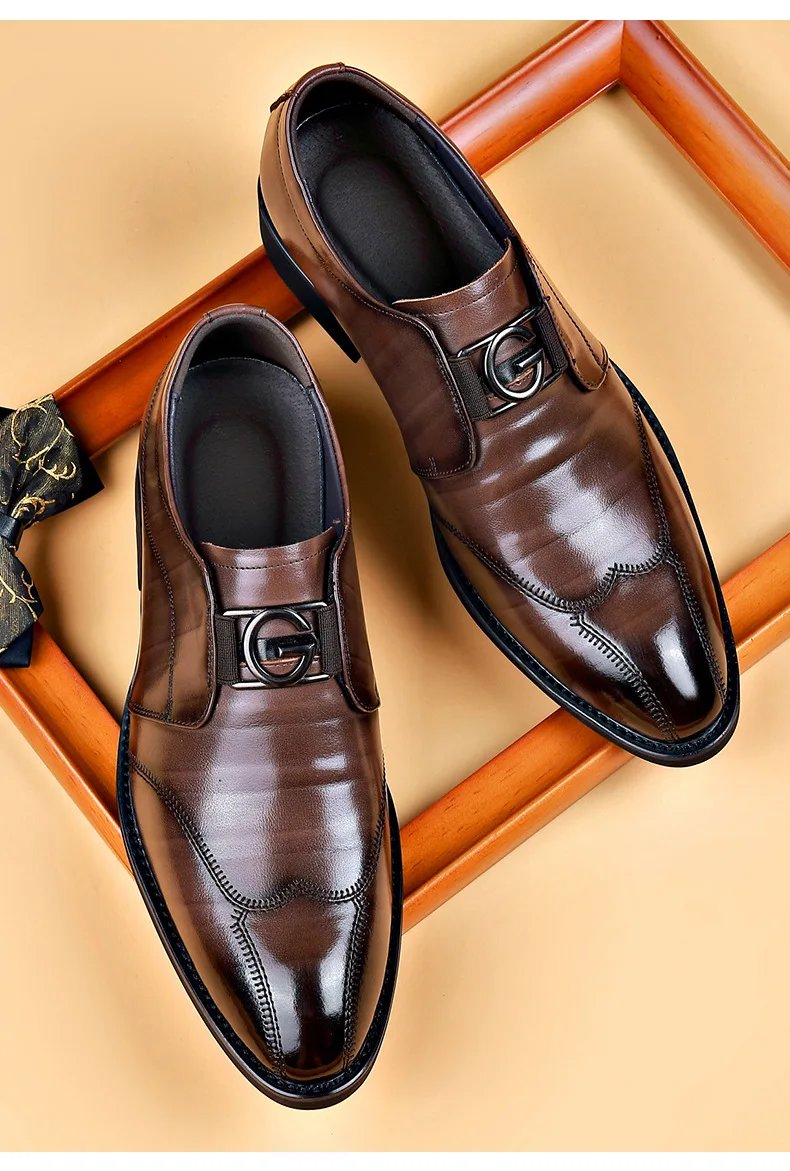 Luxury Mens Leather Shoes New Stylish Men's Shoes Pointed Oxford Wedding Leather Men Dress Shoes Gentleman Office Man Shoe