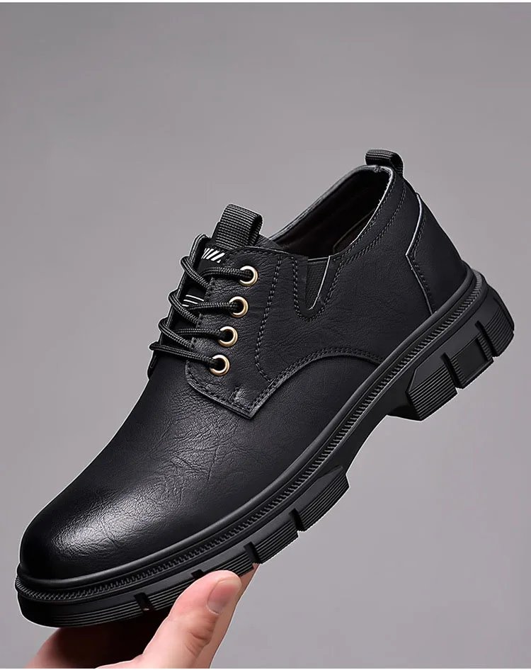 Trendy Men's Casual Shoes Sneakers Simple Men's Retro Platform Slip On Leather Shoes Elegant Formal Shoes Commuter Work Shoes
