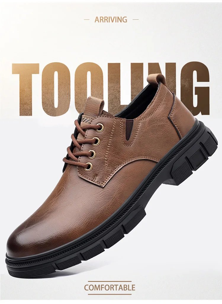 Trendy Men's Casual Shoes Sneakers Simple Men's Retro Platform Slip On Leather Shoes Elegant Formal Shoes Commuter Work Shoes