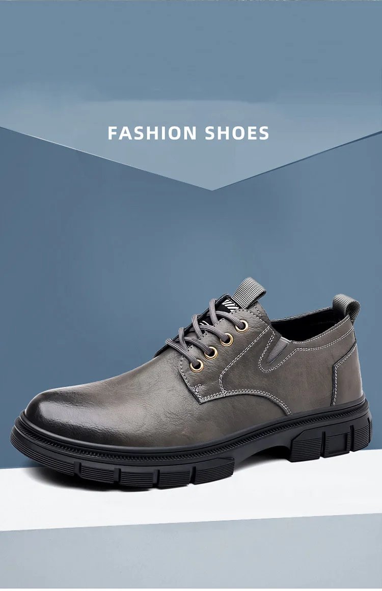 Trendy Men's Casual Shoes Sneakers Simple Men's Retro Platform Slip On Leather Shoes Elegant Formal Shoes Commuter Work Shoes