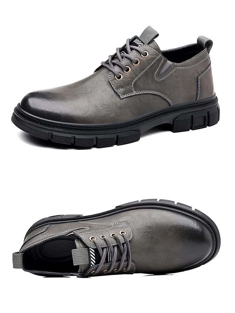 Trendy Men's Casual Shoes Sneakers Simple Men's Retro Platform Slip On Leather Shoes Elegant Formal Shoes Commuter Work Shoes