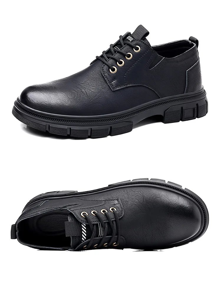 Trendy Men's Casual Shoes Sneakers Simple Men's Retro Platform Slip On Leather Shoes Elegant Formal Shoes Commuter Work Shoes