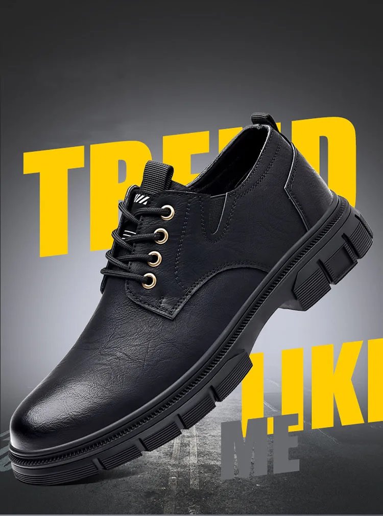 Trendy Men's Casual Shoes Sneakers Simple Men's Retro Platform Slip On Leather Shoes Elegant Formal Shoes Commuter Work Shoes